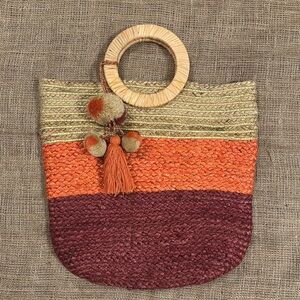 EUC Francesca’s Cindy Color-Block Jute Tote